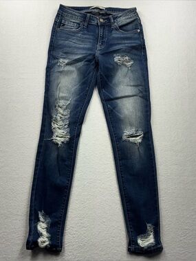 3For$20 KanCan Distressed Dark Blue Skinny Jeans size 27